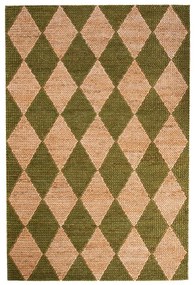 Tappeto verde/di colore naturale in misto iuta tessuto a mano 160x230 cm Effie Diamond – Flair Rugs