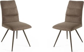 Sedia da cucina in tessuto Marrone gambe metallo HILL set 2 pezzi