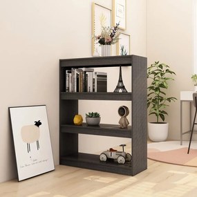 Libreria/divisorio grigio 100x30x103 cm in massello di pino