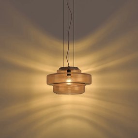 Lampada a Sospensione Retrò Bronzo Scuro con Vetro Ambrato - Barb