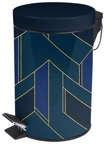 Cestino per la spazzatura blu scuro in metallo con pedale 3 l Achille – douceur d'intérieur