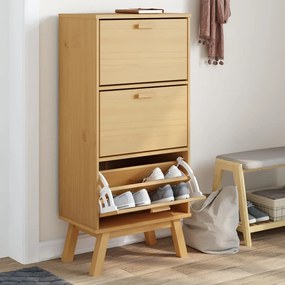 Scarpiera Olden Marrone 55x35x120 Cm İn Legno Massello Di Pino /