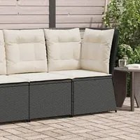 Divano Angolare da Giardino con Cuscini Nero in Polyrattan 368982