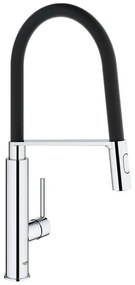 Rubinetto da cucina con doccetta a collo di cigno Feel argento nero cromato lucido GROHE