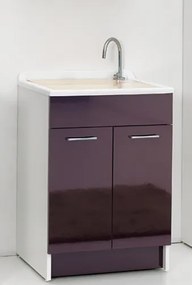 Colavene Swash mobile lavatoio 50x45 due ante con tavola lavapanni in legno massello melanzana lucido