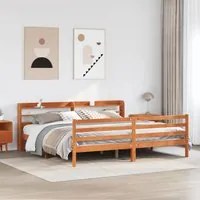 Letto senza Materasso Marrone Cera 200x200 cm in Legno di Pino 3306667