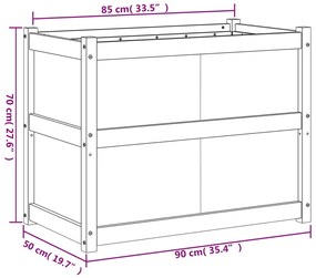 Fioriera Giardino Marrone Cera 90x50x70 cm Legno Massello Pino