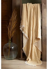 Copriletto giallo in mussola per letto matrimoniale 220x240 cm Etno - Mijolnir