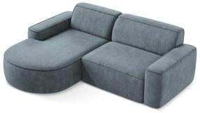 Divano angolare blu polveroso (con penisola a sinistra/con chaise lounge) con rivestimento in ciniglia Omao – Makamii