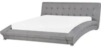 Letto in tessuto grigio 160 x 200 cm telaio ad arco con base a doghe testiera capitonn