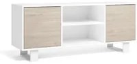 Mobile TV 137x40x57cm a 2 porte soggiorno colore Bianco e colore porte Rovere modello Wind