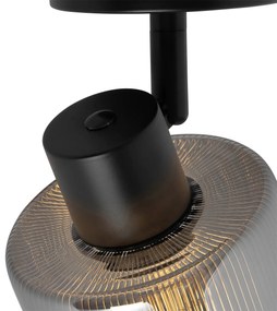 Faretto da soffitto Art Déco nero con vetro fumé regolabile - Laura