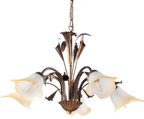Lampadario Neoclassico Lampadario Lucrezia marrone 5x E14 marrone paralume marrone 5x E14