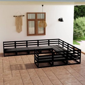 Set divani da giardino 10 pz in legno massello di pino