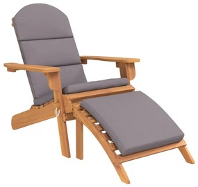 Sedia adirondack giardino con poggiapiedi legno massello acacia