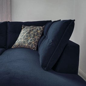 Divano letto angolare in velluto blu scuro L, angolo destro Stylish Stan - Miuform