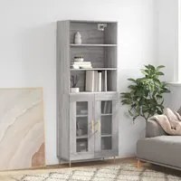 Credenza Grigio Sonoma 69,5x34x180 cm in Legno Multistrato 3189307