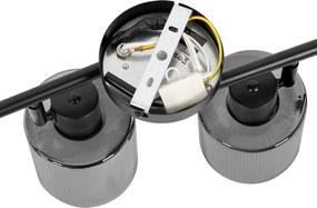 Faretto da soffitto nero con vetro fumé 4 luci orientabili - Laura