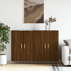 Armadietti a parete 2 pz rovere marrone in legno multistrato