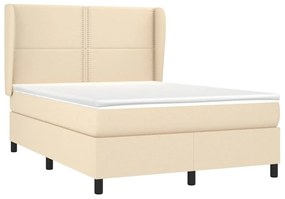 Giroletto a molle con materasso crema 140x200 cm in tessuto