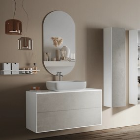 Mobile Bagno Sospeso 100 Cm Due Cassetti Specchio Sagomato 50x100 Cm Italbagno "Step"