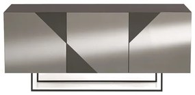 Madia credenza 3 ante in vetro specchio Fum cassa Antracite ARTE 180 con piedini sagomati