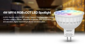 Faretto LED MR16 4W RGB+CCT Dimmerabile 12V dc Colore RGB+CCT
