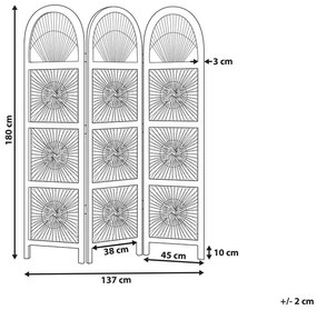 Paravento 3 pannelli rattan naturale 137 x 180 cm POMEZIA Beliani