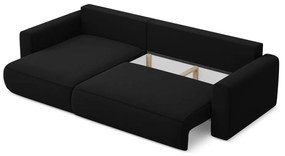 Divano angolare nero allungabile/con contenitore (con penisola a sinistra/con chaise lounge) con rivestimento in velluto Kapua – Makamii