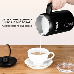 Montalatte Elettrico 500W Cappuccinatore Caldo Freddo Schiumatore Latte in Acciaio e PP Nero...
