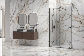 Kamalu - Porta doccia scorrevole 180 cm nera opaca senza profili | KNM4000N