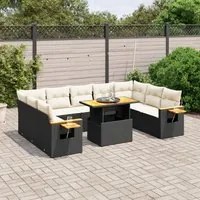 Set Divani da Giardino 11 pz con Cuscini in Polyrattan Nero 3273688