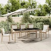 Tavolo da Giardino Piano Vetro Beige Polyrattan Vetro Temperato 319556