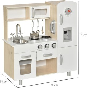 Cucina Giocattolo per Bambini 74x30x81 cm in Legno Bianca...