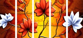 Quadri 5 pezzi – Fiori in stile etnico