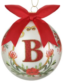 Pallina Natale lettera B 10 cm Royal Garden