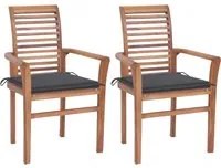 Sedie da Pranzo 2 pz con Cuscini Antracite in Massello di Teak 3062595