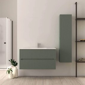 Mobile bagno verde opaco 100 cm cannettato Riga