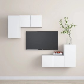 Set mobili tv 4 pz bianco in truciolato