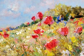 Quadro su tela – Papaveri dipinti sul prato