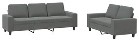 Set di divani 2 pz grigio scuro in tessuto