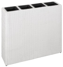 Letto Rialzato Da Giardino Con 4 Vasi İn Polyrattan Bianco /