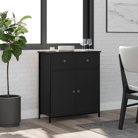 Credenza Nera 70x30x80 Cm İn Legno Multistrato /