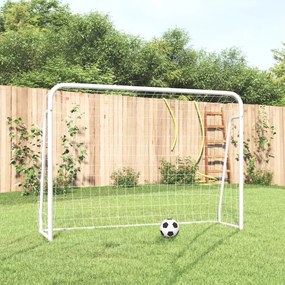 Porta Da Calcio Con Rete Bianca 214x75x152cm Acciaio Poliestere /
