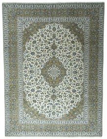 Kashan Tappeto 400x300 Beige (Iran) Annodato A Mano