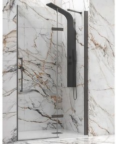 Box Porta doccia nicchia battente frameless telaio nero Cristallo 8mm h 200 90 cm