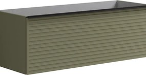 Mobile da bagno sospeso sotto lavabo L 120 x H 40 x P 45.5 cm verde salvia, 2 cassetti Pixel stripes