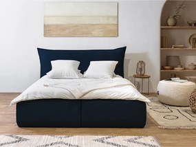 Letto matrimoniale in blu scuro imbottito con spazio contenitivo con griglia inclusa 180x200 cm Jade – Bobochic Paris