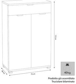 ANTS - armadietto con 2 ante e un cassetto