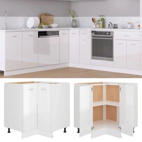 Armadio angolare bianco lucido 75,5x75,5x80,5 cm in truciolato